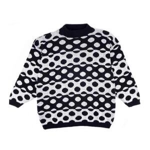 90s black & white polka dot mock neck sweater 1990s vintage